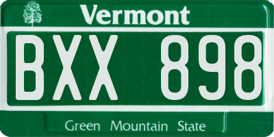 VT license plate BXX898