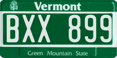 VT license plate BXX899
