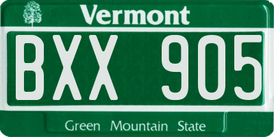 VT license plate BXX905