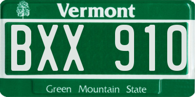 VT license plate BXX910