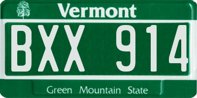VT license plate BXX914