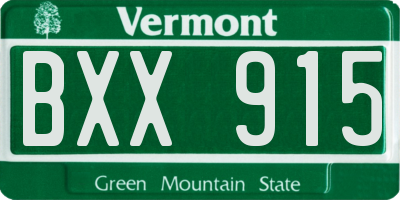 VT license plate BXX915