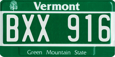VT license plate BXX916