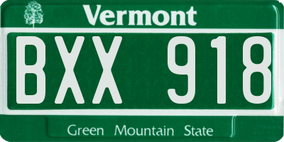 VT license plate BXX918