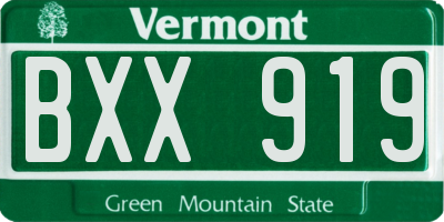 VT license plate BXX919