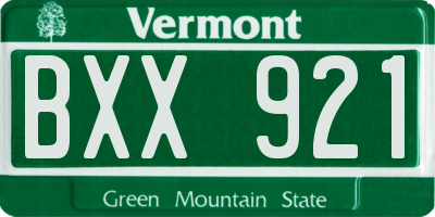 VT license plate BXX921