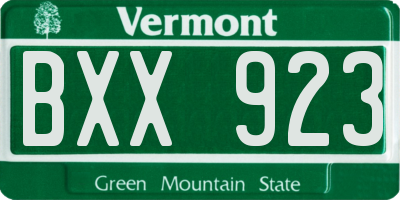 VT license plate BXX923