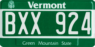 VT license plate BXX924