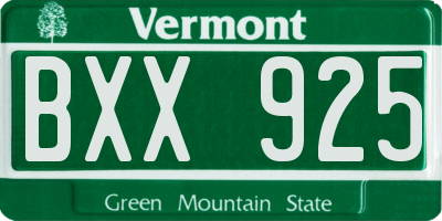 VT license plate BXX925