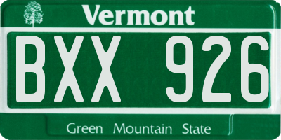 VT license plate BXX926