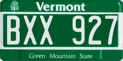 VT license plate BXX927