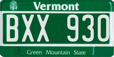 VT license plate BXX930