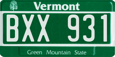 VT license plate BXX931