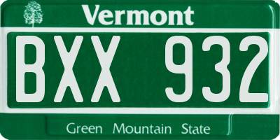 VT license plate BXX932