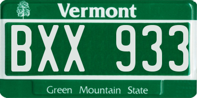 VT license plate BXX933