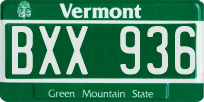 VT license plate BXX936