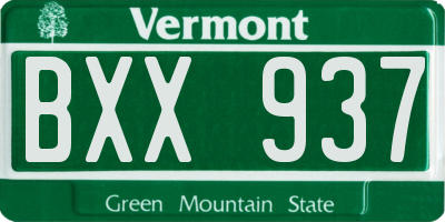 VT license plate BXX937
