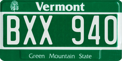 VT license plate BXX940
