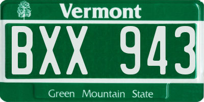 VT license plate BXX943