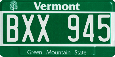 VT license plate BXX945