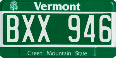 VT license plate BXX946