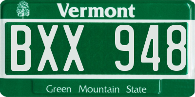 VT license plate BXX948