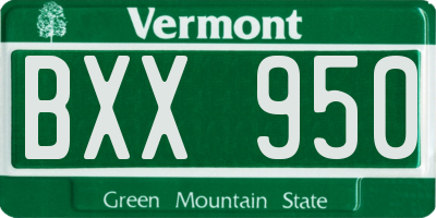 VT license plate BXX950