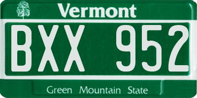 VT license plate BXX952