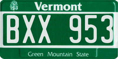 VT license plate BXX953