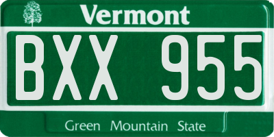 VT license plate BXX955