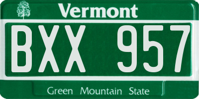VT license plate BXX957
