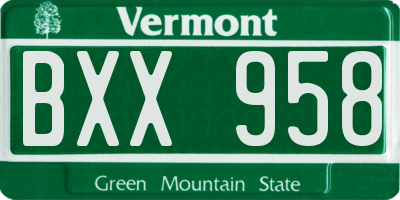 VT license plate BXX958