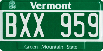VT license plate BXX959