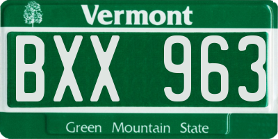 VT license plate BXX963