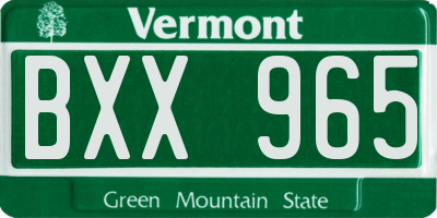 VT license plate BXX965