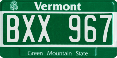 VT license plate BXX967