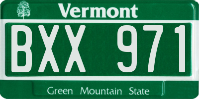 VT license plate BXX971