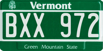 VT license plate BXX972