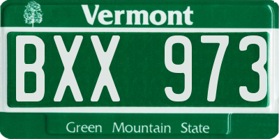 VT license plate BXX973