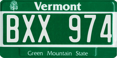 VT license plate BXX974
