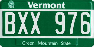 VT license plate BXX976