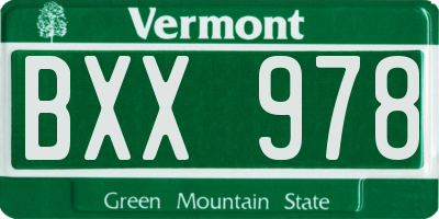 VT license plate BXX978