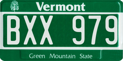 VT license plate BXX979