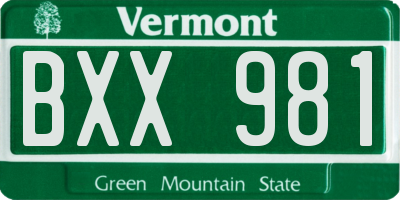 VT license plate BXX981