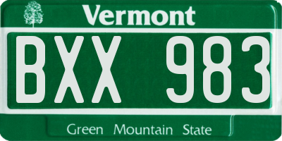 VT license plate BXX983
