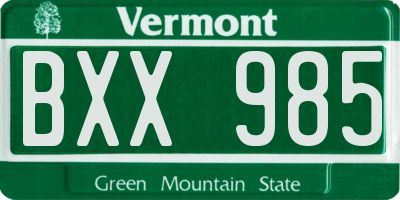 VT license plate BXX985