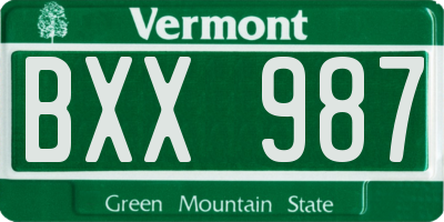 VT license plate BXX987
