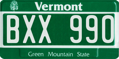 VT license plate BXX990