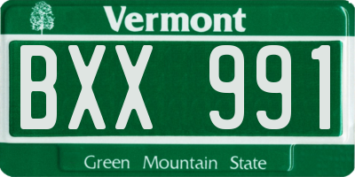 VT license plate BXX991