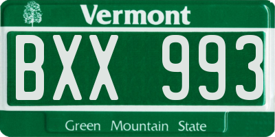 VT license plate BXX993